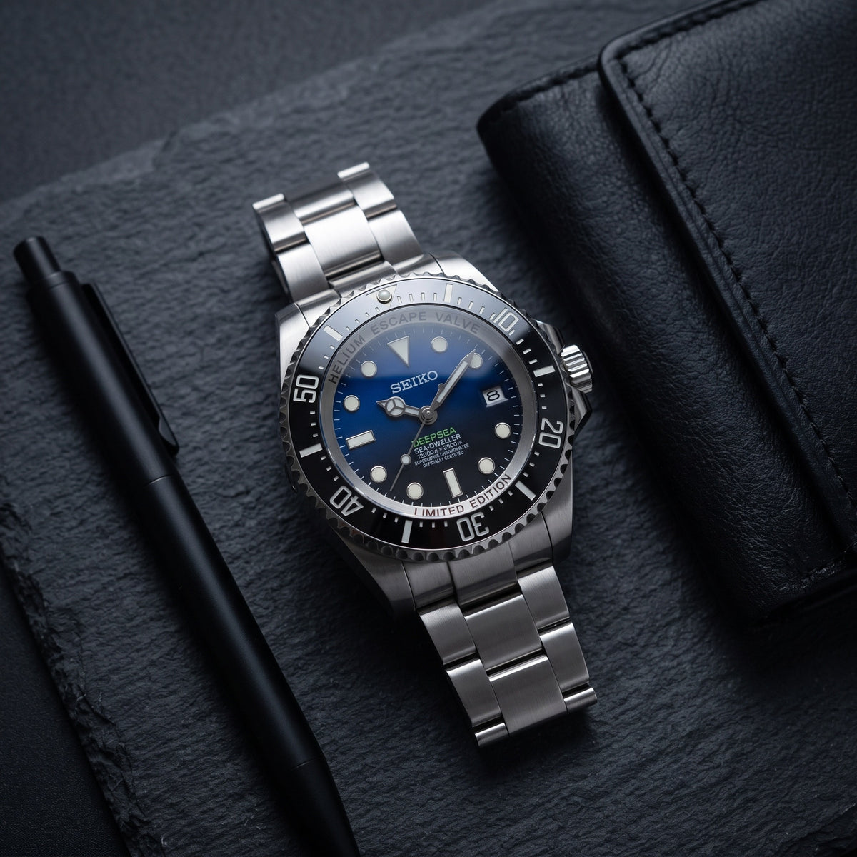 Sub Mod – Blue Dial – 40mm – Automatic – lifestyle flat lay
