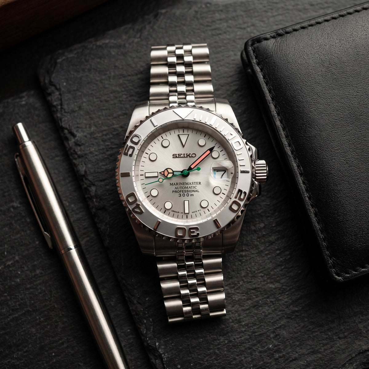 Sub Mod – Platinum Grey Dial – 40mm – Automatic – lifestyle flat lay