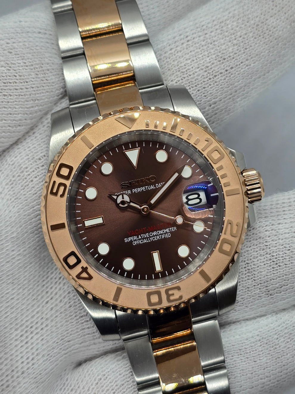 Sub Mod – Two-Tone Rose Gold Brown Dial – 40mm – Automatic — with Seiko logo