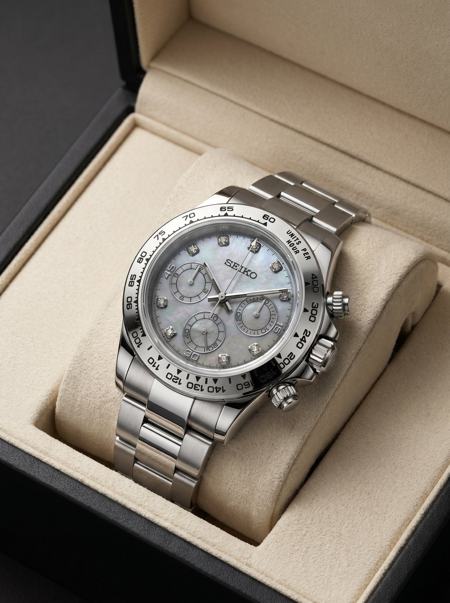 Tona Mod – Steel · Grey Marble Dial – 40mm – Chronograph - in presentation box
