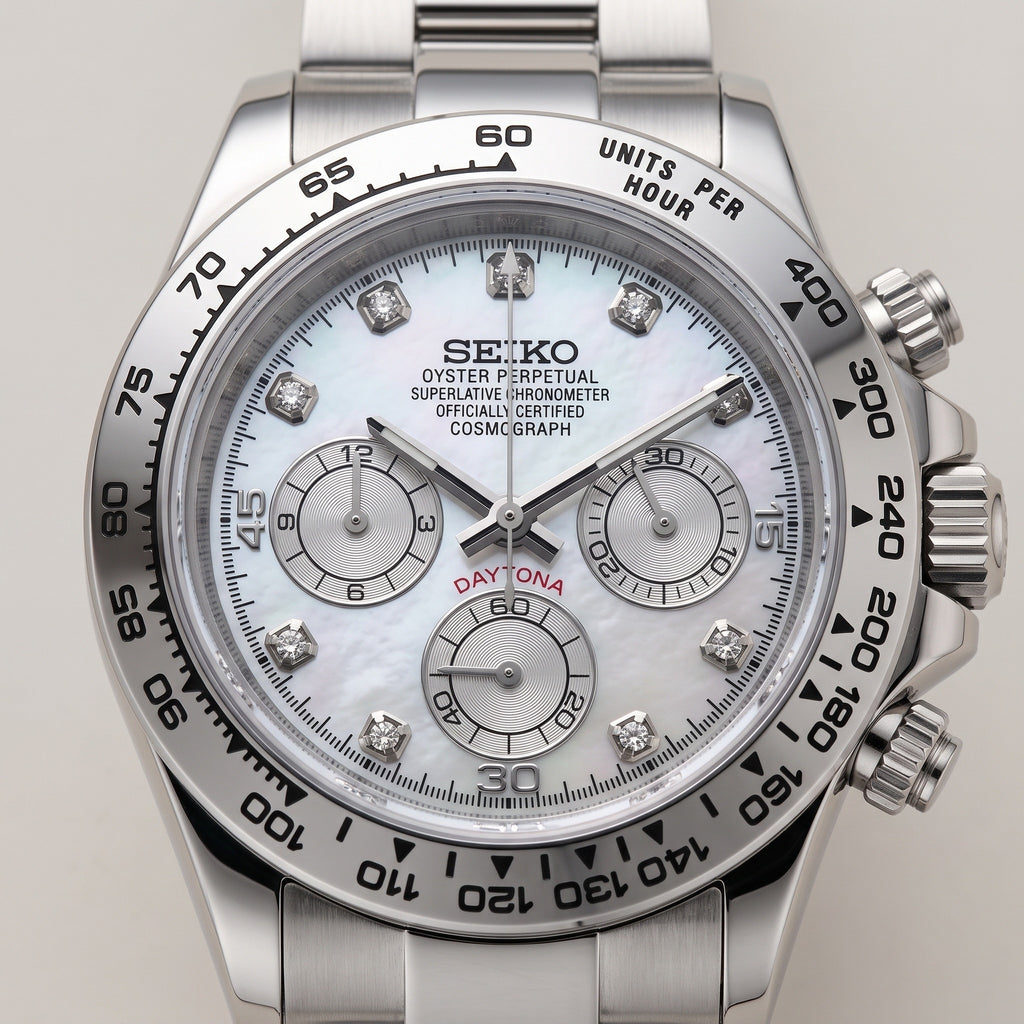 Tona Mod – Steel · Grey Marble Dial – 40mm – Chronograph – dial detail