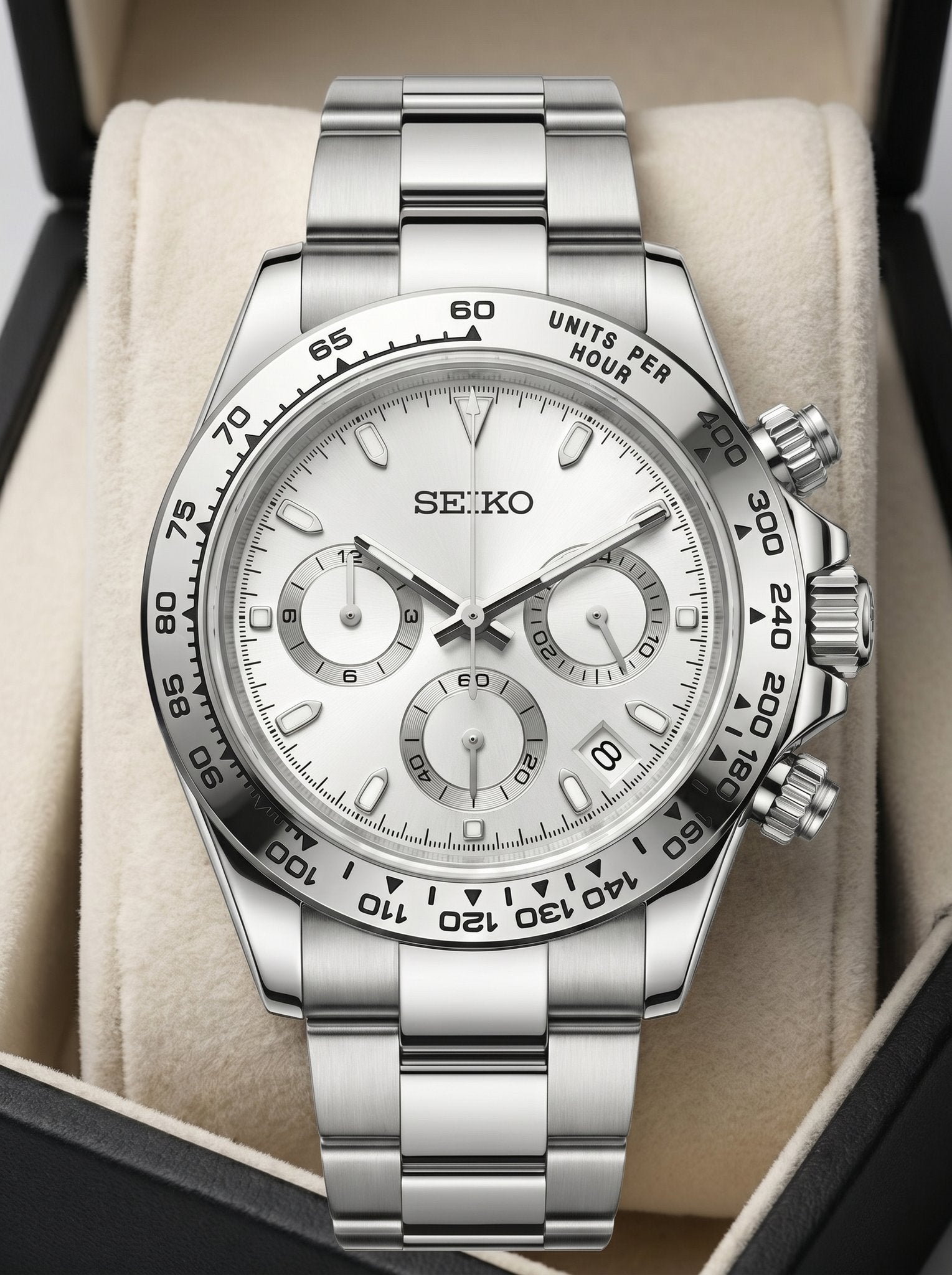 Tona Mod – Steel · Silver Dial – 40mm – Chronograph - in presentation box