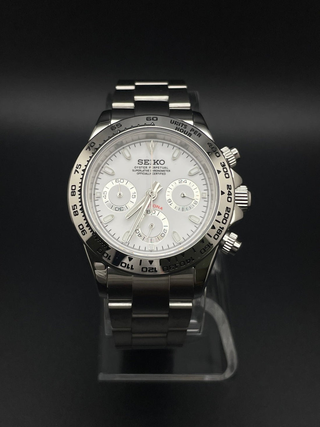 Tona Mod – Steel · Silver Dial – 40mm – Chronograph - with Seiko logo