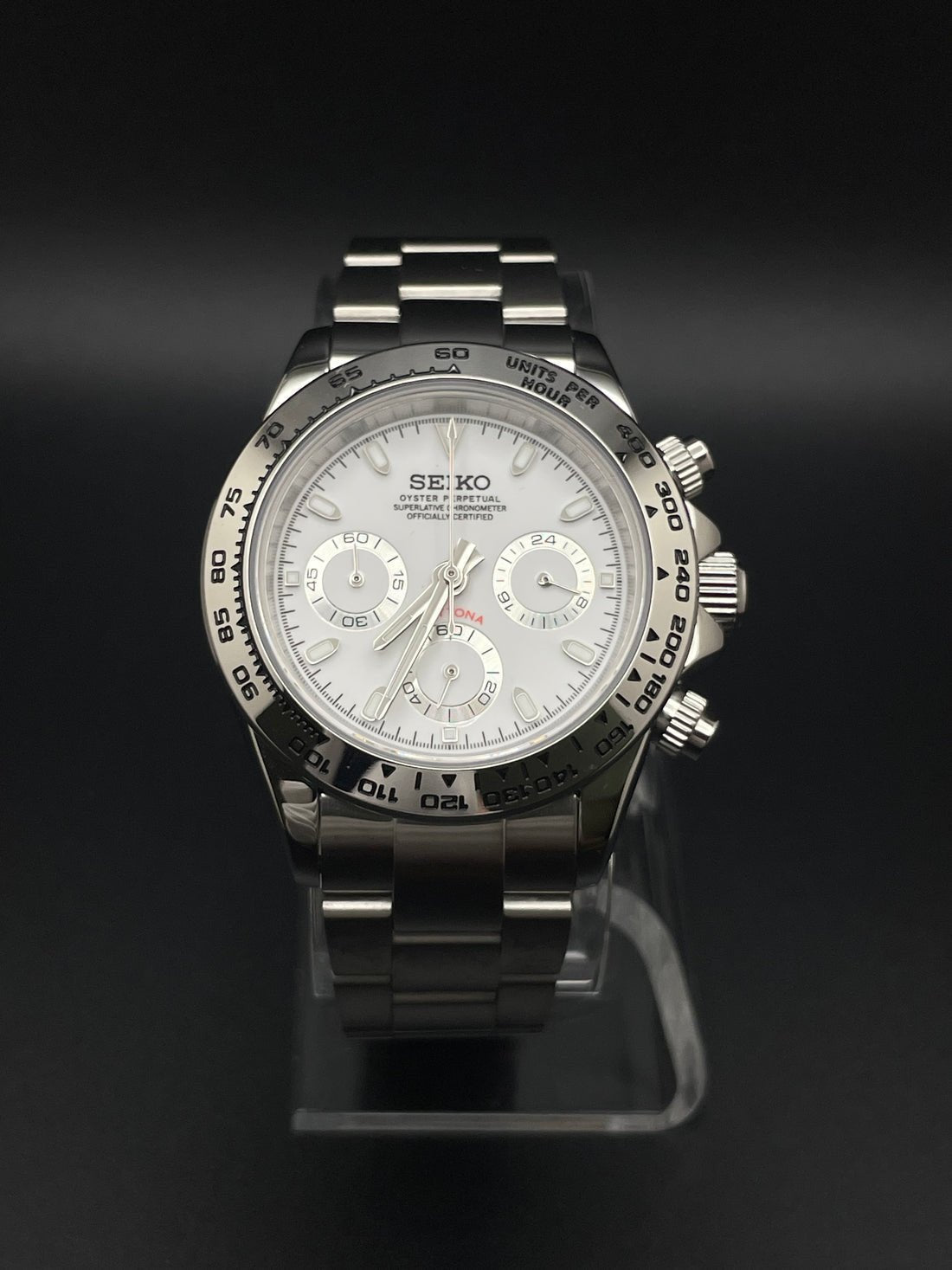 Tona Mod – Steel · Silver Dial – 40mm – Chronograph - with Seiko logo