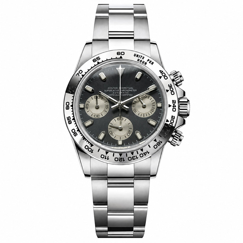 Tona Mod – Steel · Slate Dial – 40mm – Chronograph - without Seiko logo