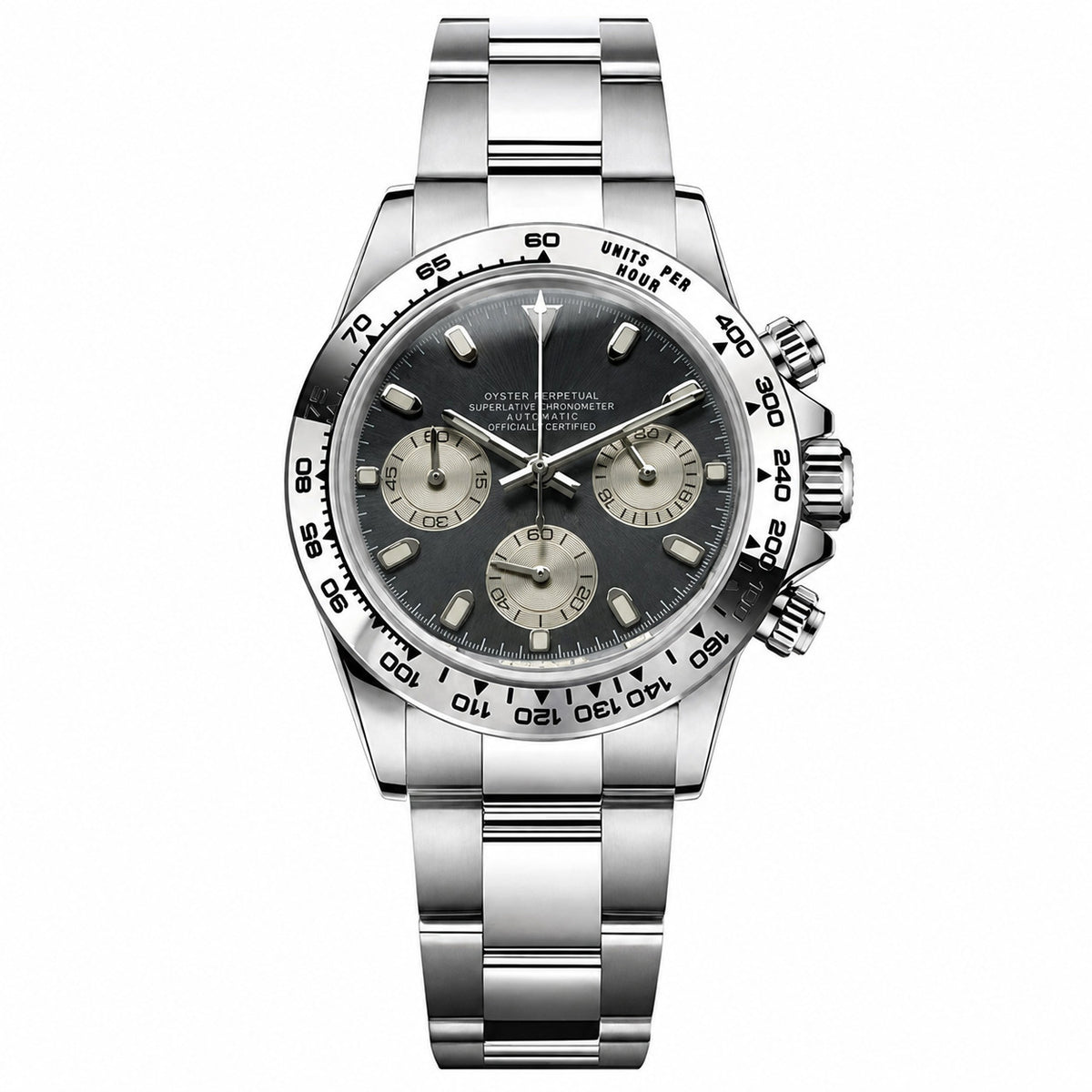 Tona Mod – Steel · Slate Dial – 40mm – Chronograph - without Seiko logo