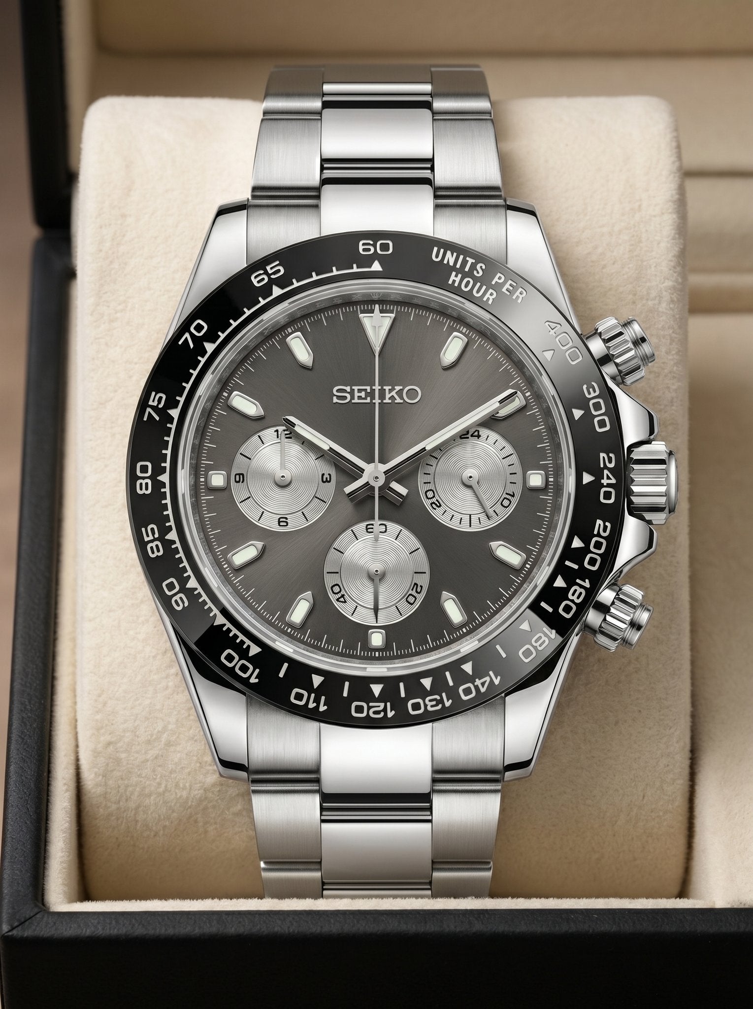 Tona Mod – Steel · Slate Dial – 40mm – Chronograph - in presentation box