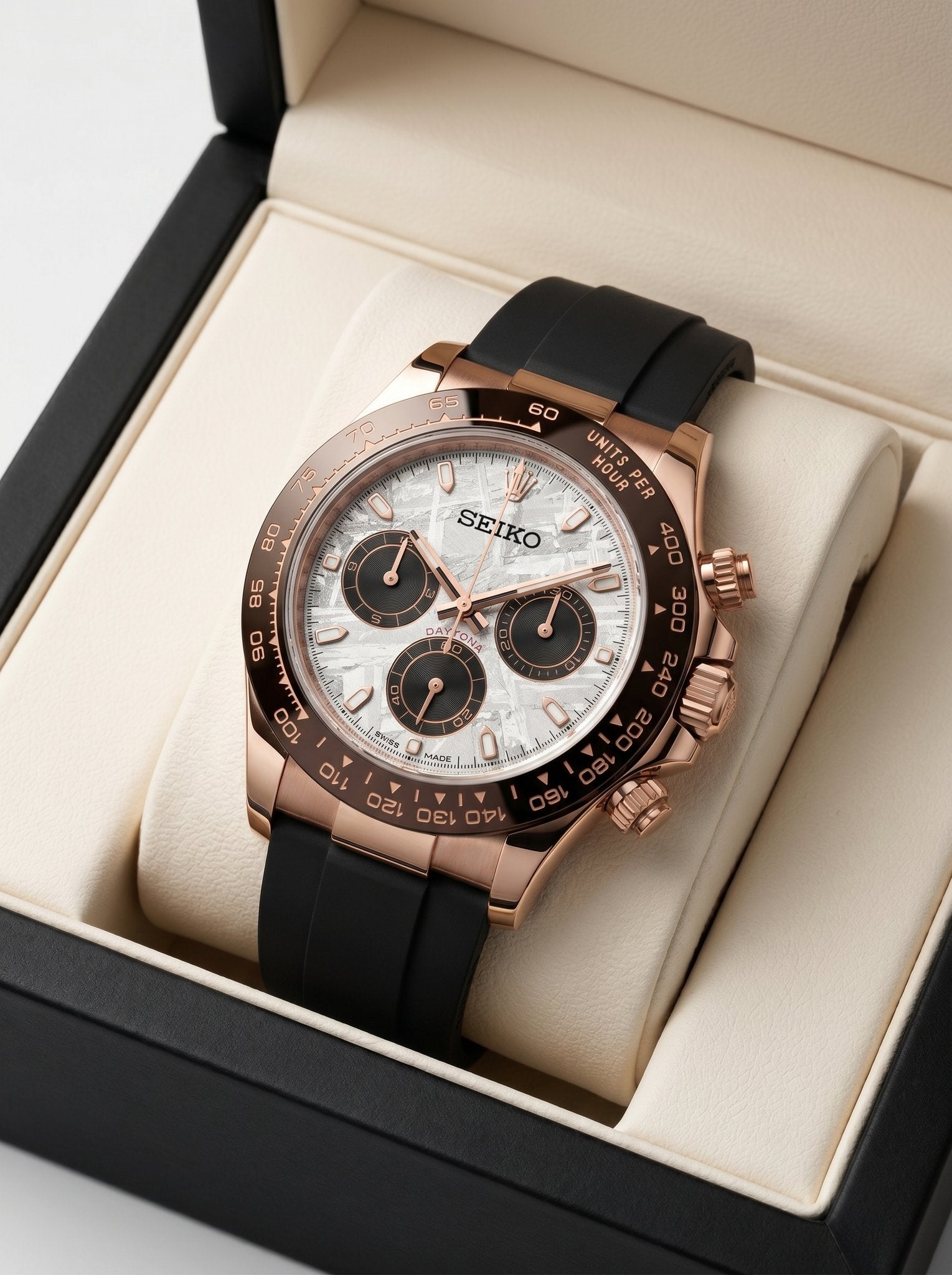 Tona Mod – Two-Tone Rose Gold · White Panda Dial – 40mm – Chronograph - in presentation box